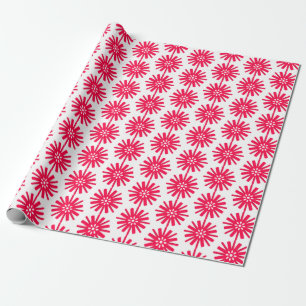 Abstract Snowflake Pattern Red Wrapping Paper