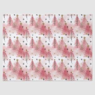 Abstract Snowflake & Pink Tree Christmas Style Tissue Paper