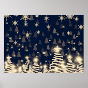Abstract snowflakes. 2d illustration. Holy Christm Poster