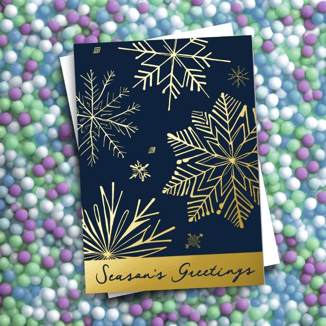 Abstract Snowflakes Season's Greetings Foil Holiday Card (Creator Uploaded)