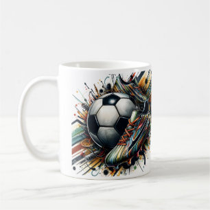 Abstract Soccer Ball Cleats Coffee Mug