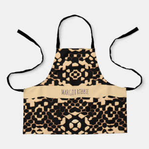 Abstract Soccer Halftone Black Biege Pattern Apron