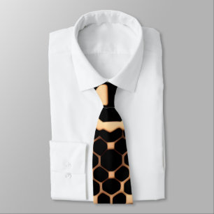 Abstract Soccer Halftone Black Biege Pattern Tie
