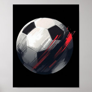 Abstract Soccer Ll Brush Stroke Art  Poster