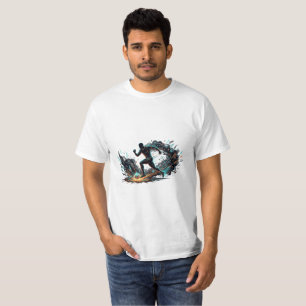 Abstract Soccer Player Neon Explosion Design T-Shirt