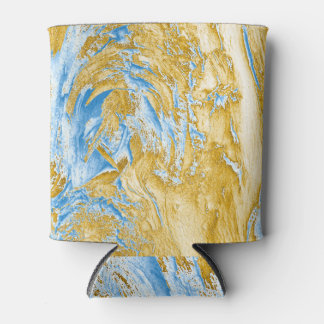 Abstract Soft Blue: Golden Touches. Can Cooler