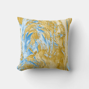 Abstract Soft Blue: Golden Touches. Cushion