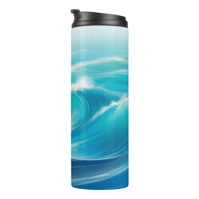 Abstract Soft Blue Ocean Splash Waves   Thermal Tumbler (Rotated Right)
