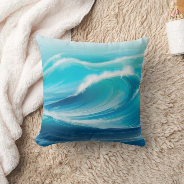 Abstract Soft Blue Ocean Water Waves Splash  Cushion (Blanket)