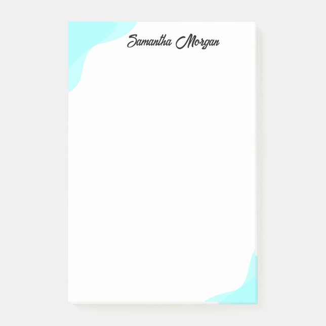 Abstract soft blue waves customisable post-it notes (Front)