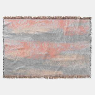 Abstract Soft Hues Coral Peach Gray Throw Blanket