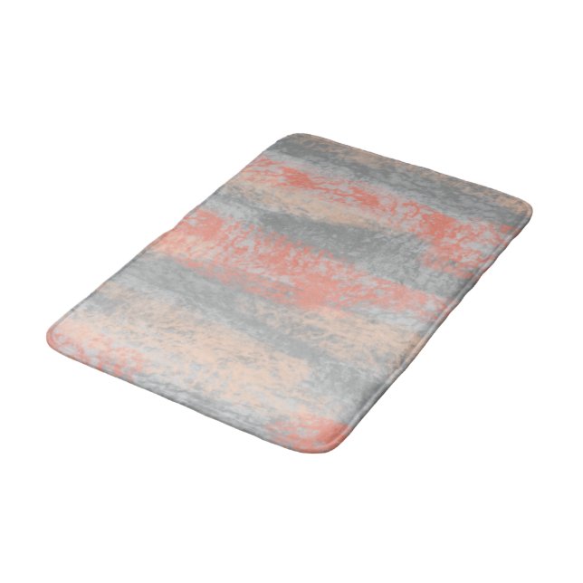 Abstract Soft Hues Coral Peach Grey Bath Mat (Angled)