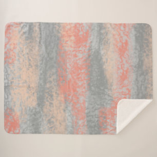 Abstract Soft Hues Coral Peach Grey Sherpa Blanket