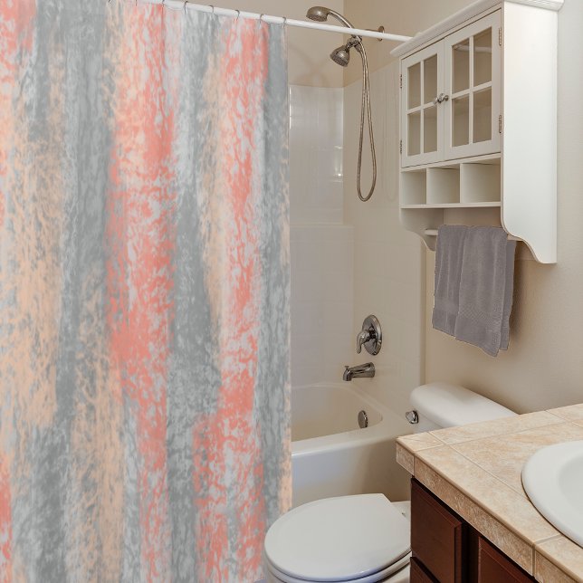Abstract Soft Hues Coral Peach Grey Shower Curtain (Creator Uploaded)