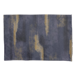 Abstract Soft Hues Deep Blue & Gold Pillow Case
