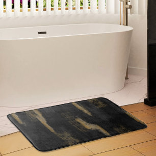 Abstract Soft Hues Deep Charcoal & Gold Bath Mat