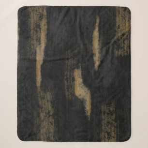 Abstract Soft Hues Deep Charcoal & Gold Sherpa Blanket