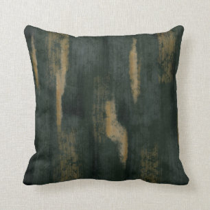 Abstract Soft Hues Deep Green & Gold Cushion