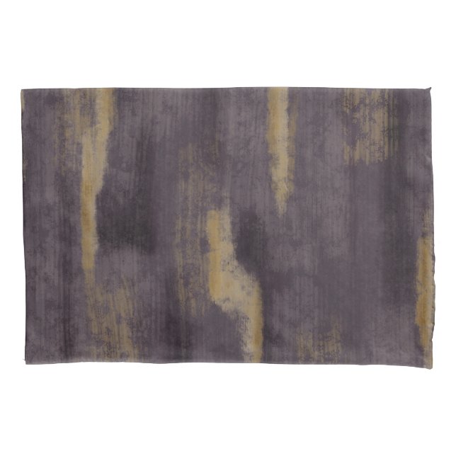 Abstract Soft Hues Deep Plum & Gold Pillowcase (Front-Left)