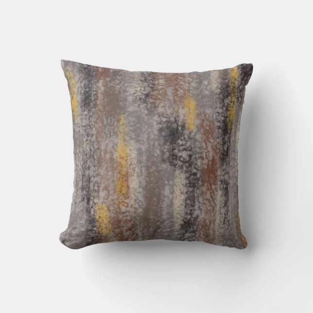 Abstract Soft Hues Grey Beige Cocoa Ochre Cushion (Front)