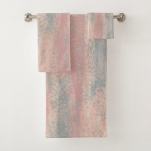 Abstract Soft Hues Grey Beige Pink Bath Mat Bath Towel Set