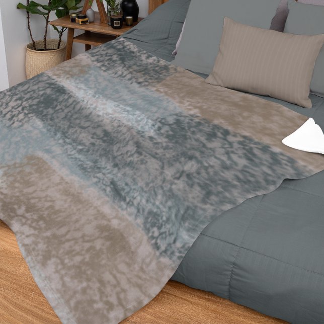 Abstract Soft Hues Grey Beige Steel Blue & Brown Sherpa Blanket (Creator Uploaded)