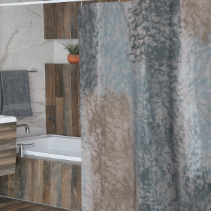 Abstract Soft Hues Grey Beige Steel Blue & Brown Shower Curtain