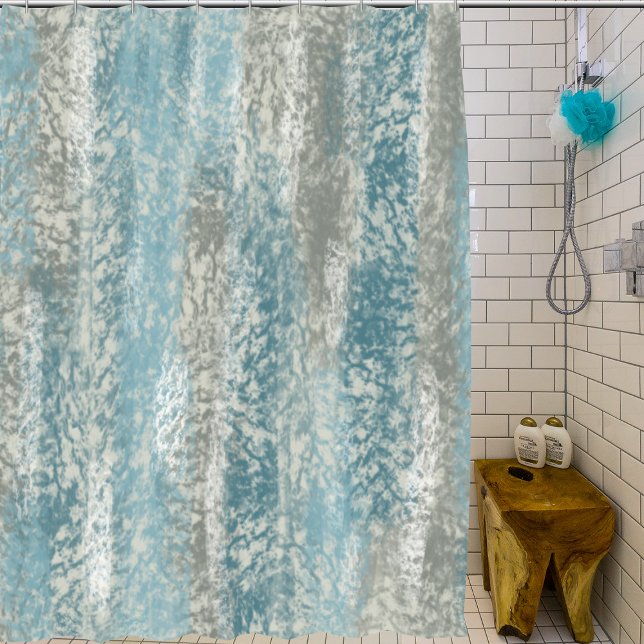 Abstract Soft Hues Grey Teal Shower Curtain (Creator Uploaded)