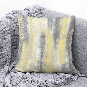 Abstract Soft Hues Grey Yellow Cushion