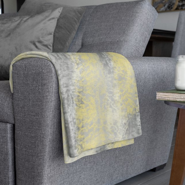 Abstract Soft Hues Grey Yellow Fleece Blanket (Creator Uploaded)