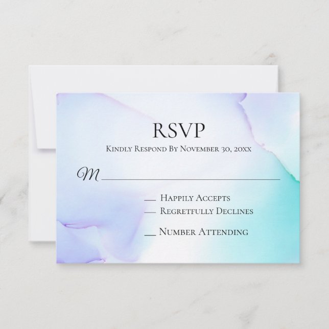*~* Abstract Soft Lavender Mint Wedding RSVP Card (Front)