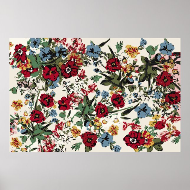 Abstract solid flowers arrangement, all over desig poster (Front)