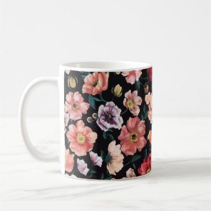 abstract solid flowers full arrangement, all over coffee mug