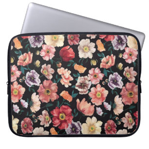 abstract solid flowers full arrangement, all over laptop sleeve