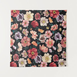 abstract solid flowers full arrangement, all over tapestry