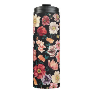 abstract solid flowers full arrangement, all over thermal tumbler