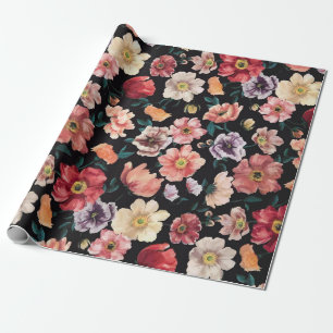 abstract solid flowers full arrangement, all over wrapping paper
