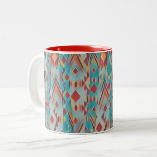 Abstract Southwest Boho  Two-Tone Coffee Mug (Front Left)