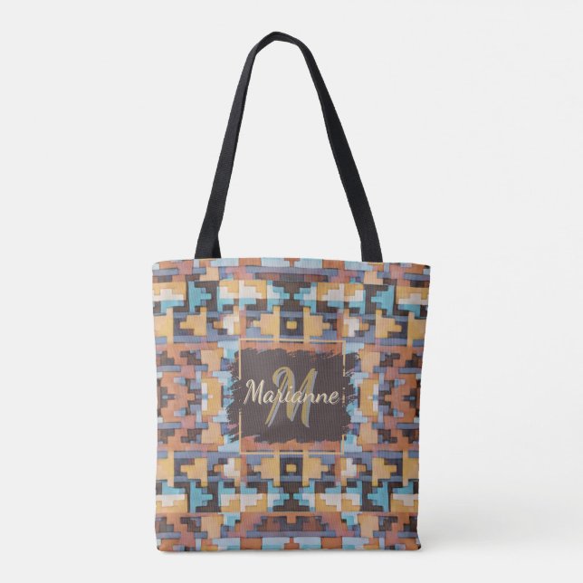 Abstract Southwest Inspired Earth Tones Tote Bag (Back)