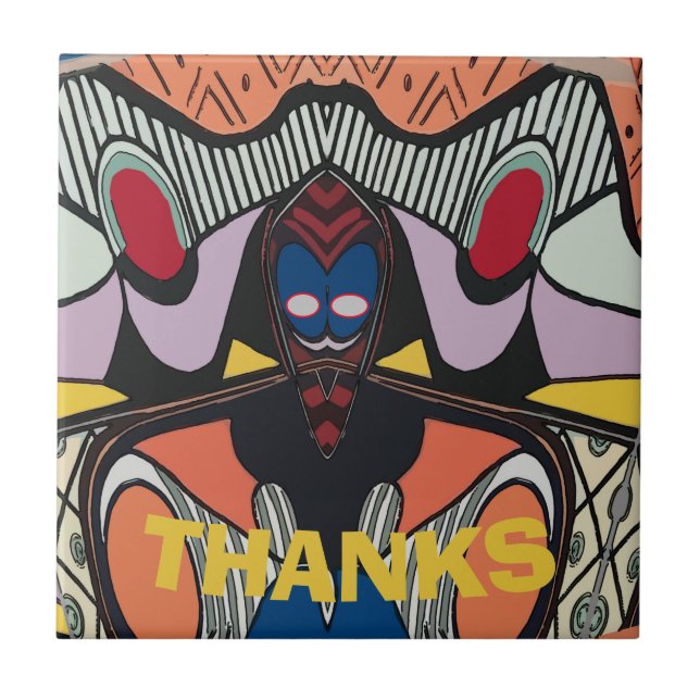 Abstract  Space Alien Tile, edit text Ceramic Tile (Front)