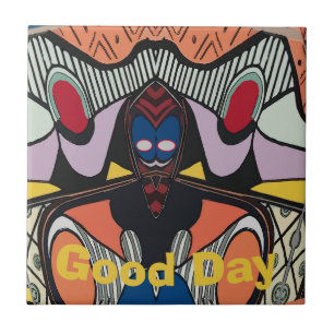 Abstract  Space Alien Tile, edit text Ceramic Tile