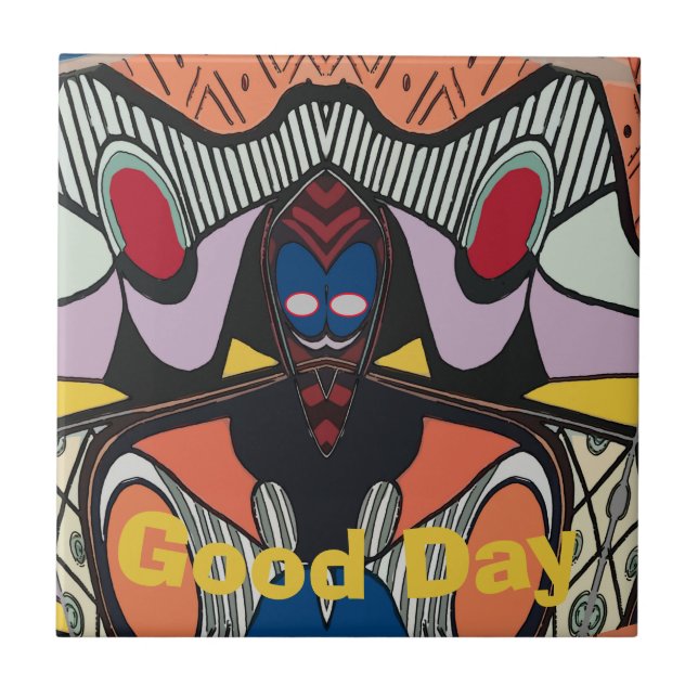 Abstract  Space Alien Tile, edit text Ceramic Tile (Front)