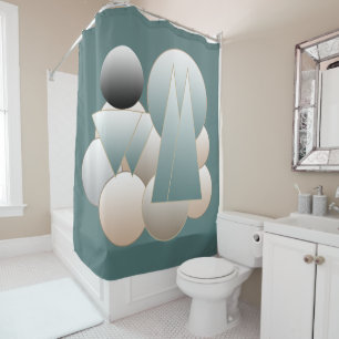 Abstract space art futuristic planet system shower curtain