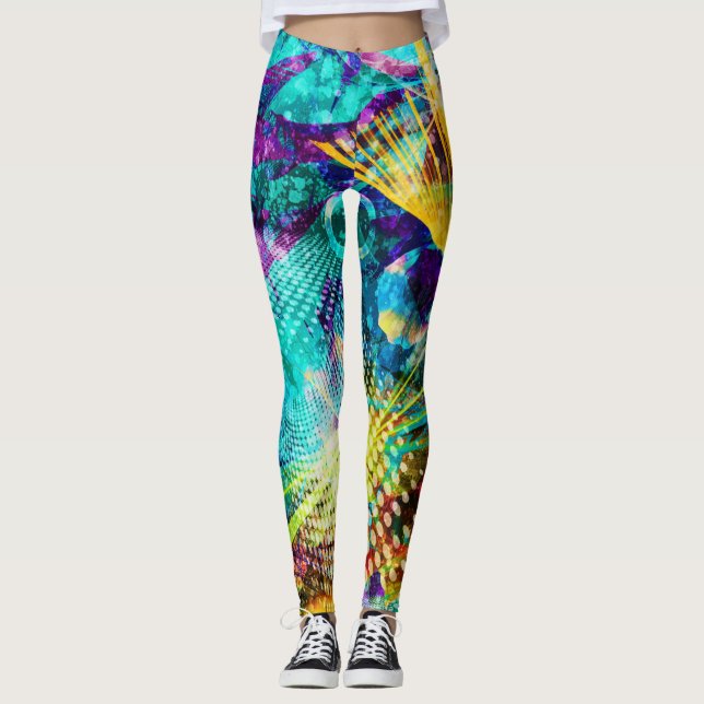 Abstract Space Lights Show Leggings (Front)