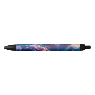 Abstract Space Nebula Art - Colorful Cosmic Black Ink Pen