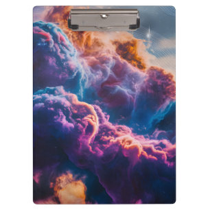 Abstract Space Nebula Art - Colorful Cosmic Clipboard
