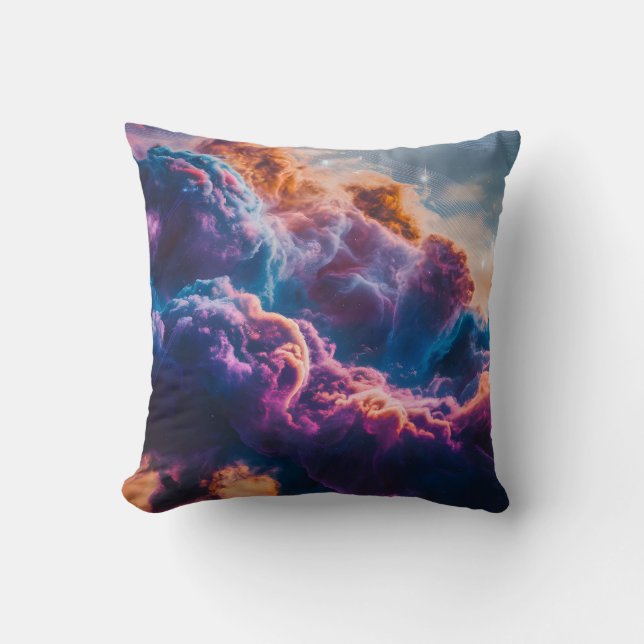 Abstract Space Nebula Art - Colorful Cosmic Cushion (Front)