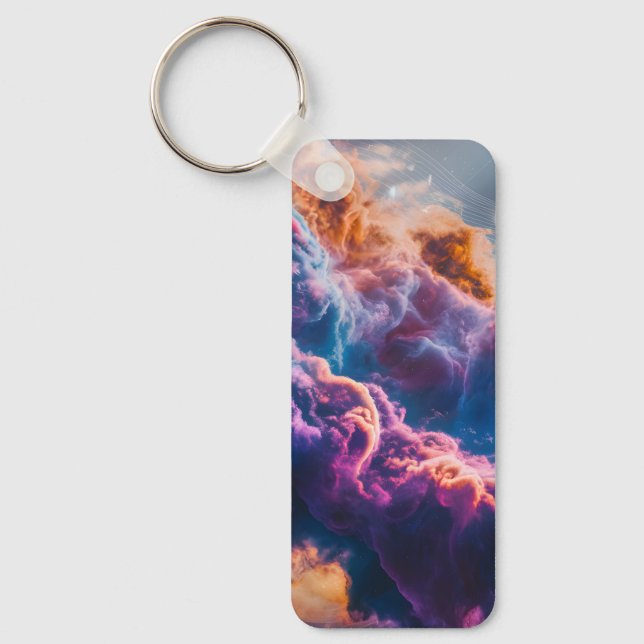 Abstract Space Nebula Art - Colorful Cosmic Key Ring (Front)