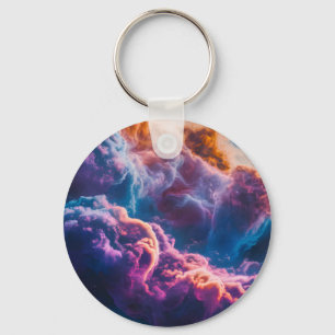 Abstract Space Nebula Art - Colorful Cosmic Key Ring