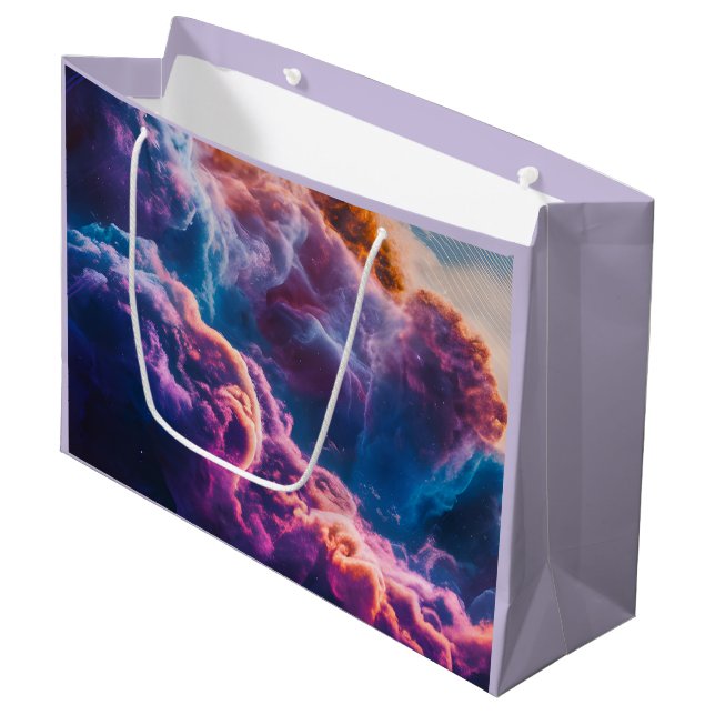 Abstract Space Nebula Art - Colorful Cosmic Large Gift Bag (Front Angled)